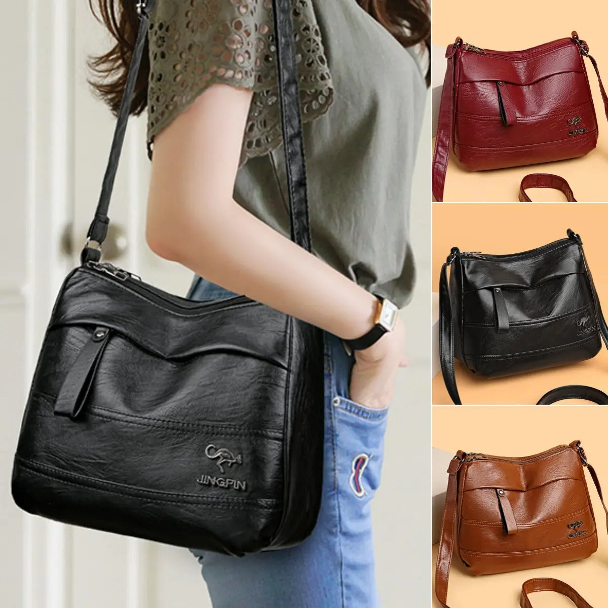 Retro large-capacity multi-layer shoulder bag | fashionable and versatile