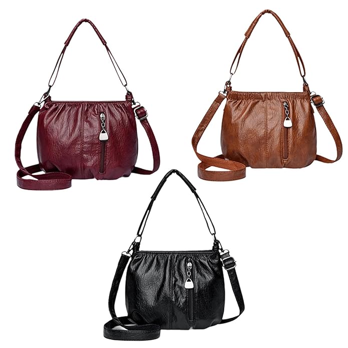 Real Leather Crossbody Bag Luxe Textured Finish Practical Multi-Compartment Blessing Bag