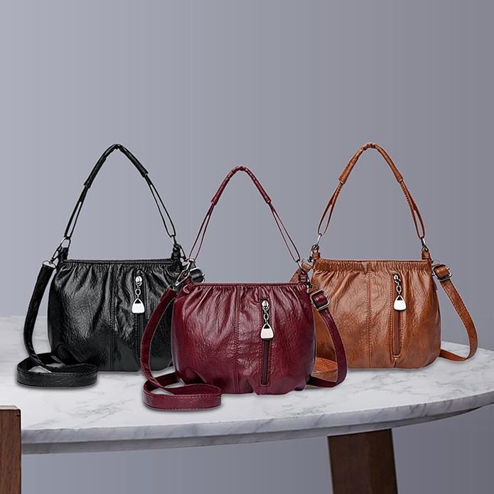 Real Leather Crossbody Bag Luxe Textured Finish Practical Multi-Compartment Blessing Bag