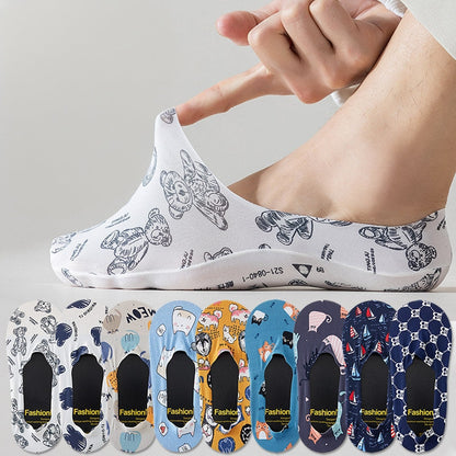 WhimsyFit Cartoon-Print No-Show Socks