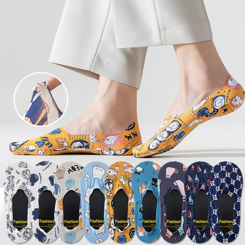 WhimsyFit Cartoon-Print No-Show Socks