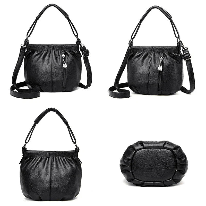 Real Leather Crossbody Bag Luxe Textured Finish Practical Multi-Compartment Blessing Bag