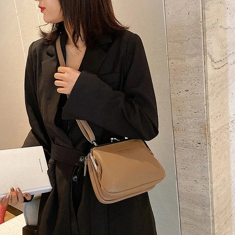 Elegant PU Leather Crossbody Shoulder Bag – Minimal Chic Handbag for Women