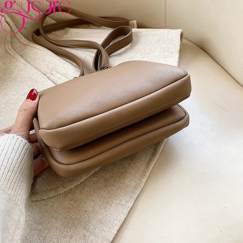 Elegant PU Leather Crossbody Shoulder Bag – Minimal Chic Handbag for Women