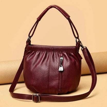 Real Leather Crossbody Bag Luxe Textured Finish Practical Multi-Compartment Blessing Bag