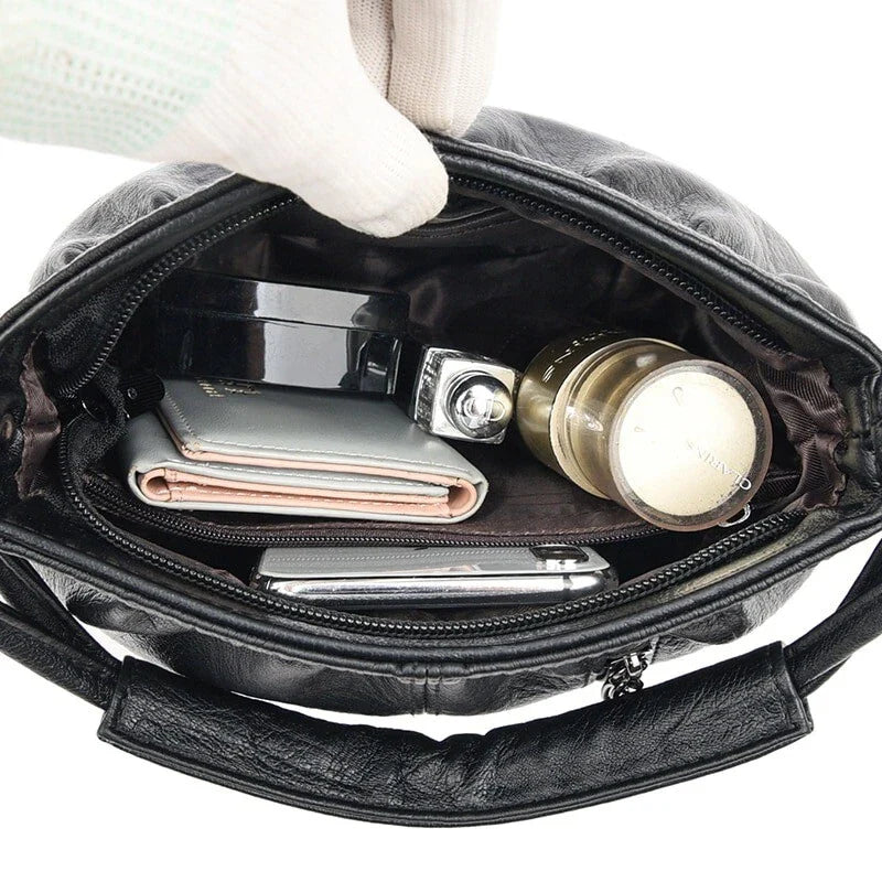 Real Leather Crossbody Bag Luxe Textured Finish Practical Multi-Compartment Blessing Bag